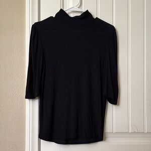 Zara Black Mockneck 3/4 Sleeve Tee